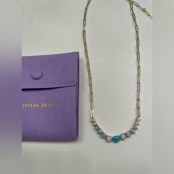 NWT Melinda Maria Gold “Not Your Basic Graduated Ombré Samantha Tennis Necklace” - Picture 4 of 8